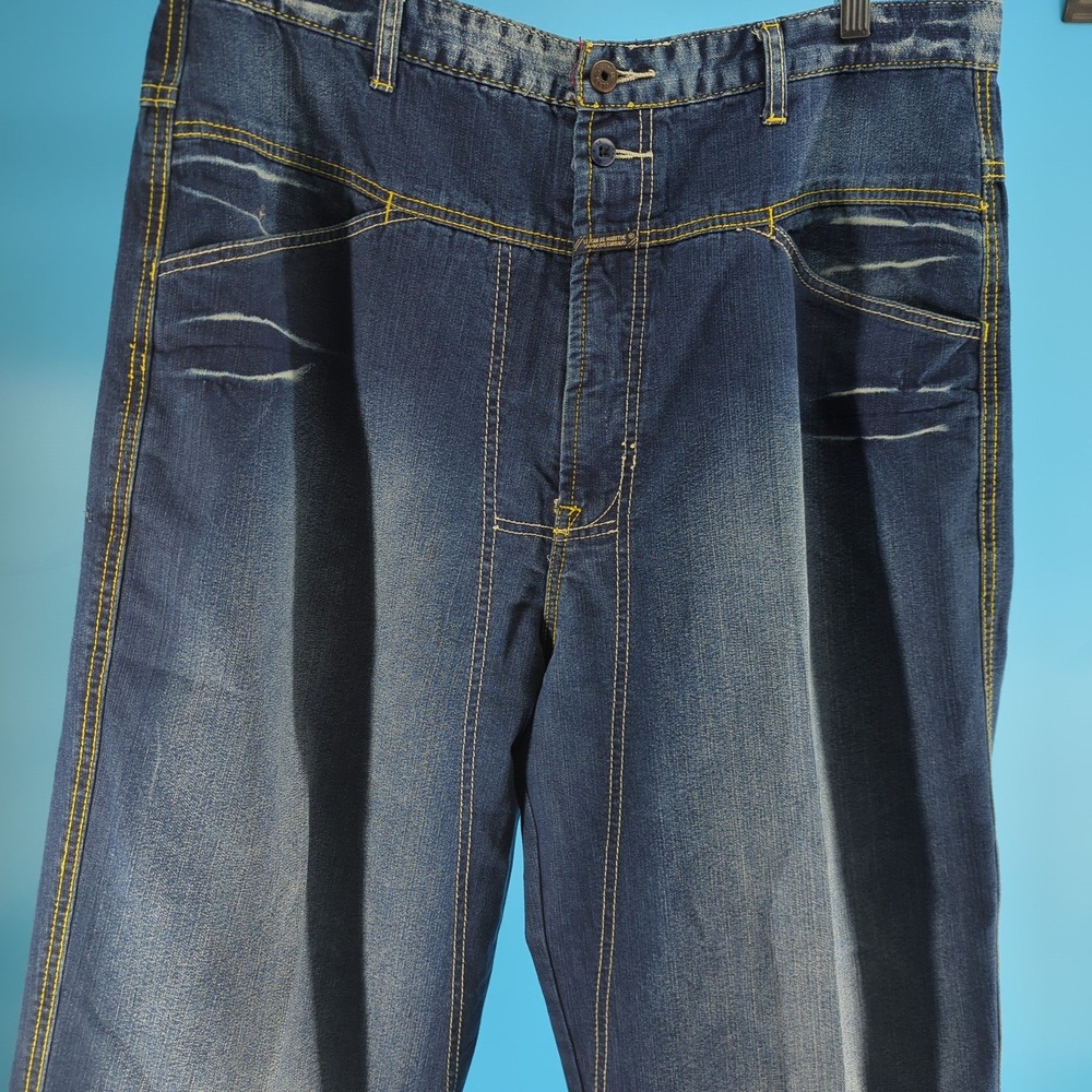 Marithe Francois Girbaud Men Wide Leg Baggy Jeans Blue Y2K 38M Skate JNCO style - Picture 16 of 16